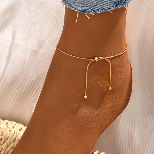 Bracelet de cheville doré ajustable élégant pour femme