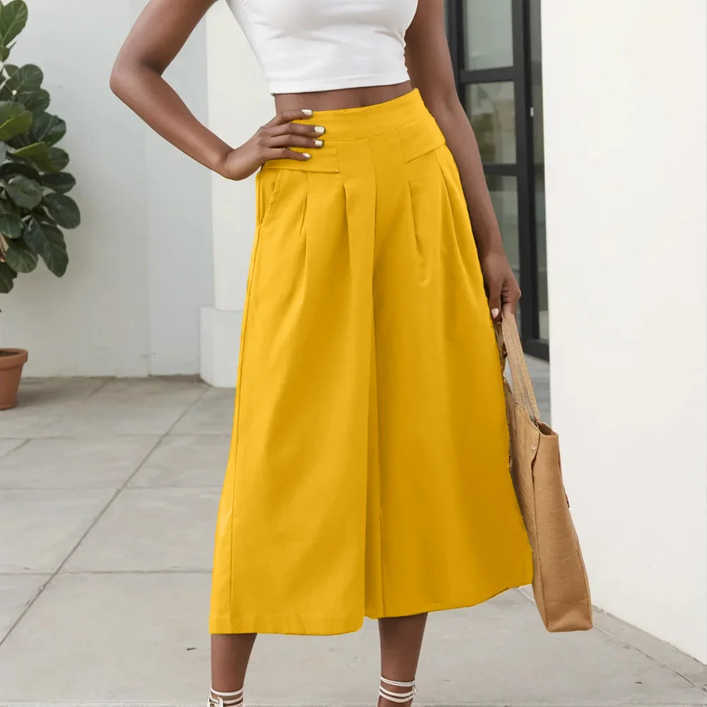 Pantalon Large d'Été en Coton et Lin pour Femme – Grande Taille, Taille Élastique, Coupe Ample et Décontractée